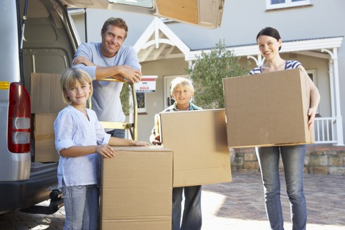 House movers working in a Clapham residential street