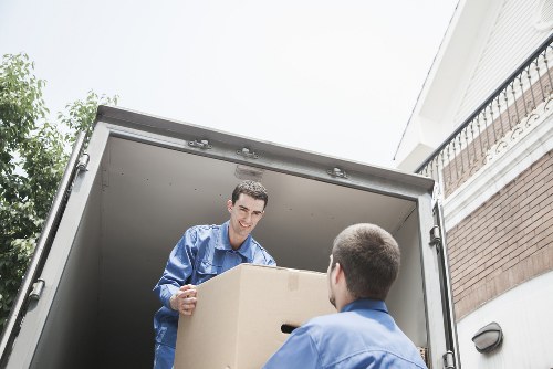 Local moving van service in a Clapham residential street